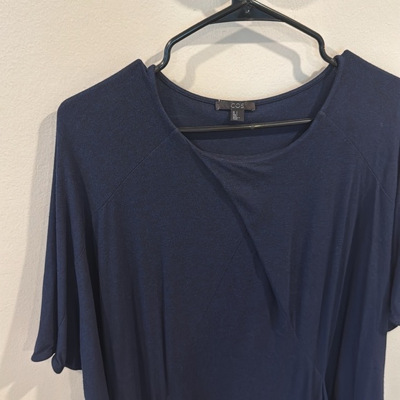 COS Women's Asymmetric Tunic Dress Midi Oversize Fit Navy Blue Size S - Picture 3 of 6